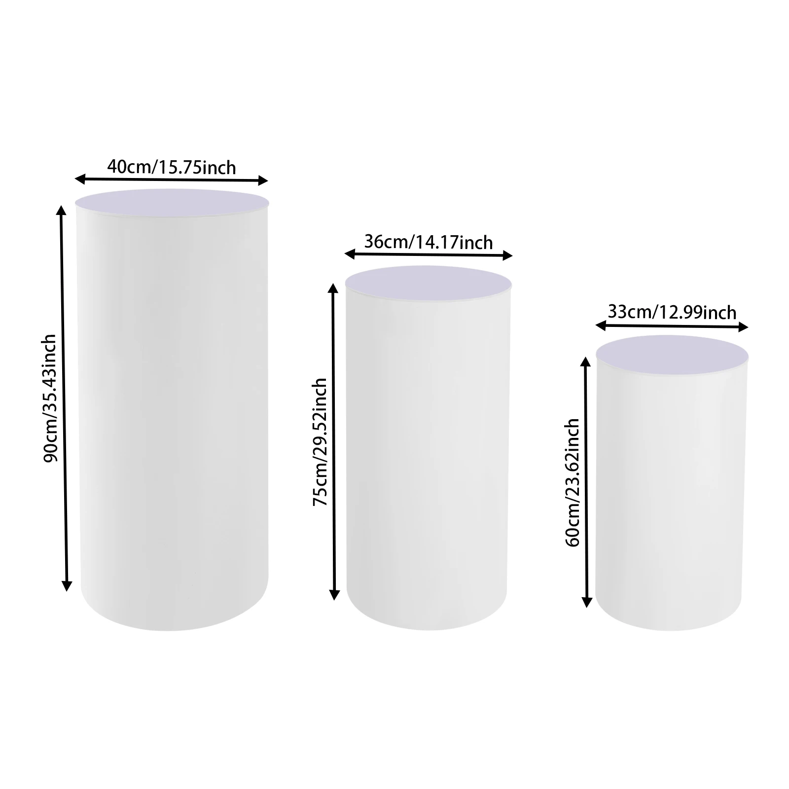 Wedding Cake Display Stand 3Pcs Cylinder Pedestal Stand Set White Wedding Decoration Display Column for Centerpiece Party