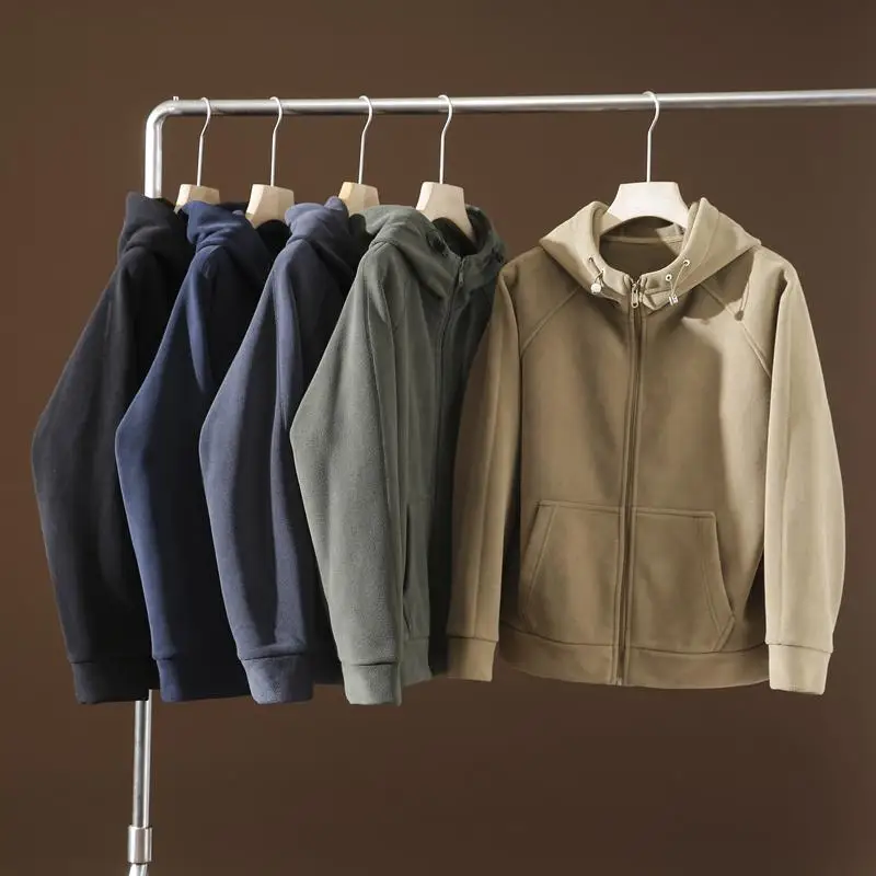 

Утепленная двусторонняя флисовая куртка с капюшоном, свободного кроя, модная, с длинными рукавами, из композитного материала