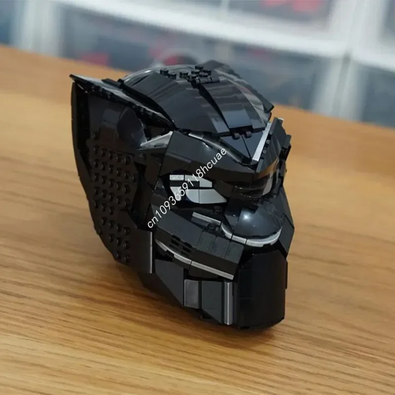 475pcs 76215 Superhero Black Panther Cowl Helmet Model Moc Building Blocks Diy Creative Educational Toy Kid Christmas Gift