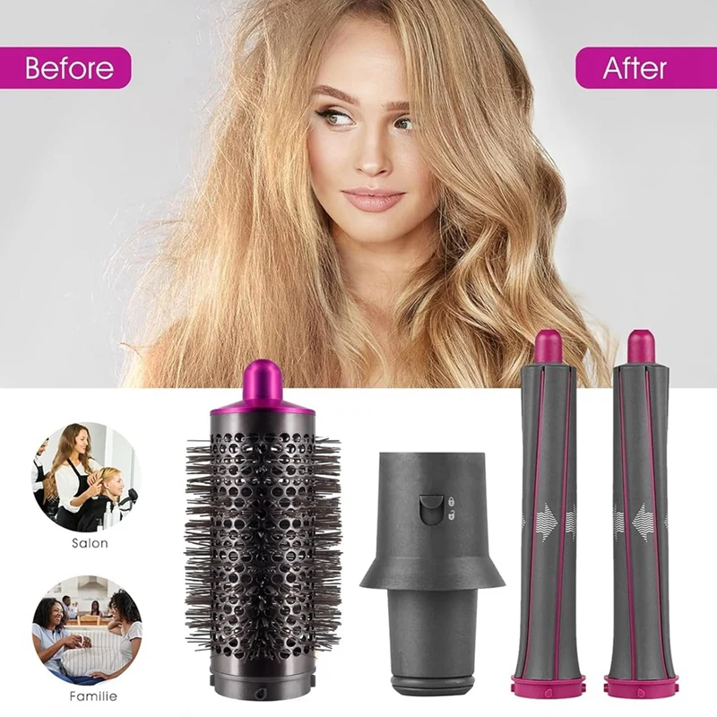 Hair Curling Barrel Volumizing Brush Attachments With Adaptor For Dyson Airwrap Hair Dryer Converting To Hair Styler Replacement