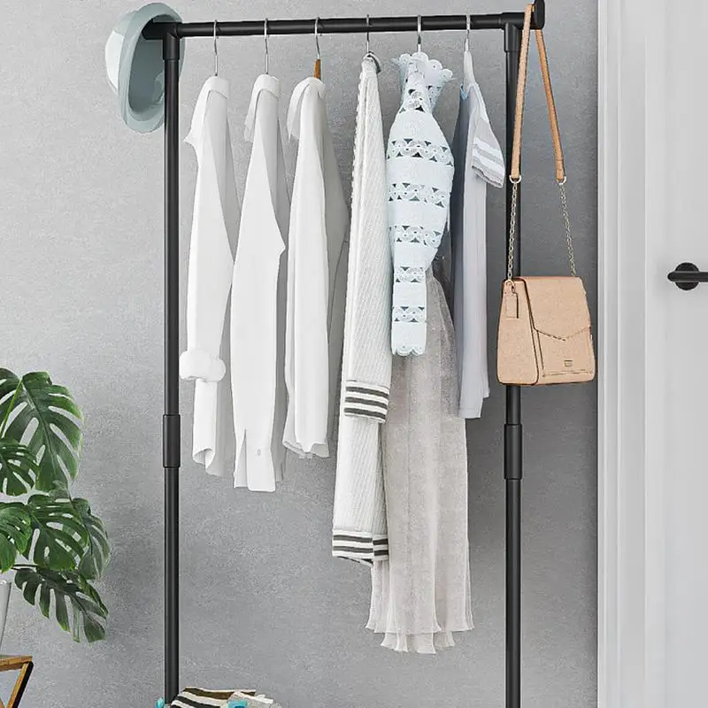 Double Rod Clothing Rack Metal Garment Rack With Wheels Closet Organizers And Storage Multi-Functional Wardrobe Space Saver For