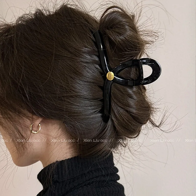 

1pc Premium Korean Acetate Cross Design Large Shark Clip Back of Head Bun Maker for Women Volumizing 2026 New