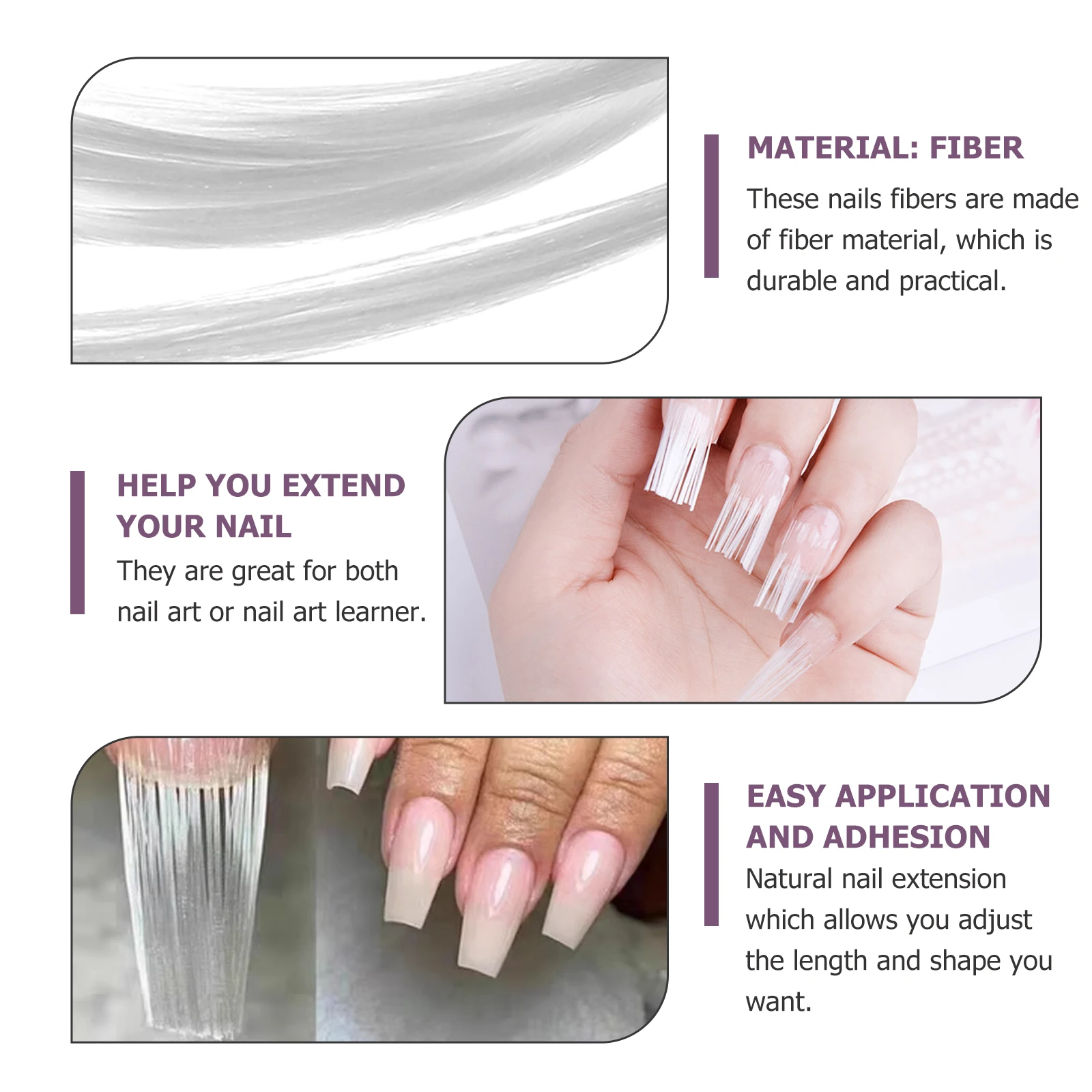 

1 Bag Nail Extension Fiber Fiberglass Durable Polishing Fibers Natural Nail Extension Easy Application Lasting 15-30 Days