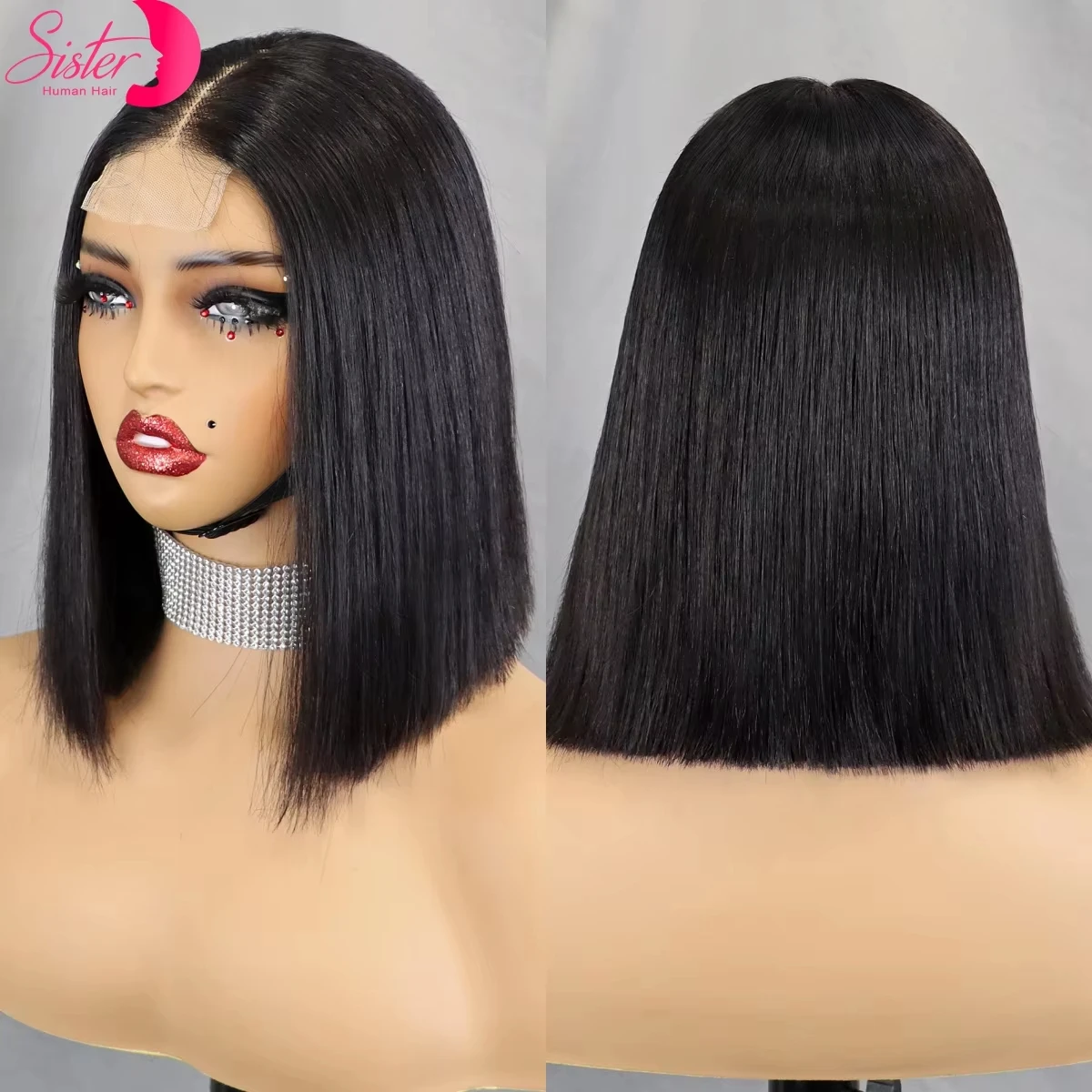 2x6/5x5 HD Glueless Bone Straight Bob Wigs 350% 16A Double Drawn 100% Raw Buemese Virgin Human Hair Short Bob Wigs for Women