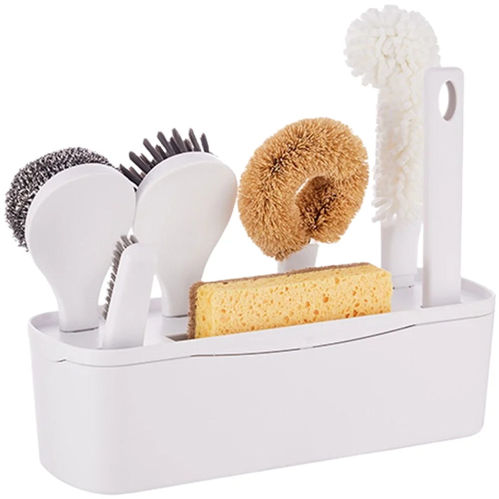 Kitchen Cleaning Brush Set with Stainless Steel Bristles Coconut Fiber Bristles Ergonomic Handle for Pots Pans 17x6.5x8cm