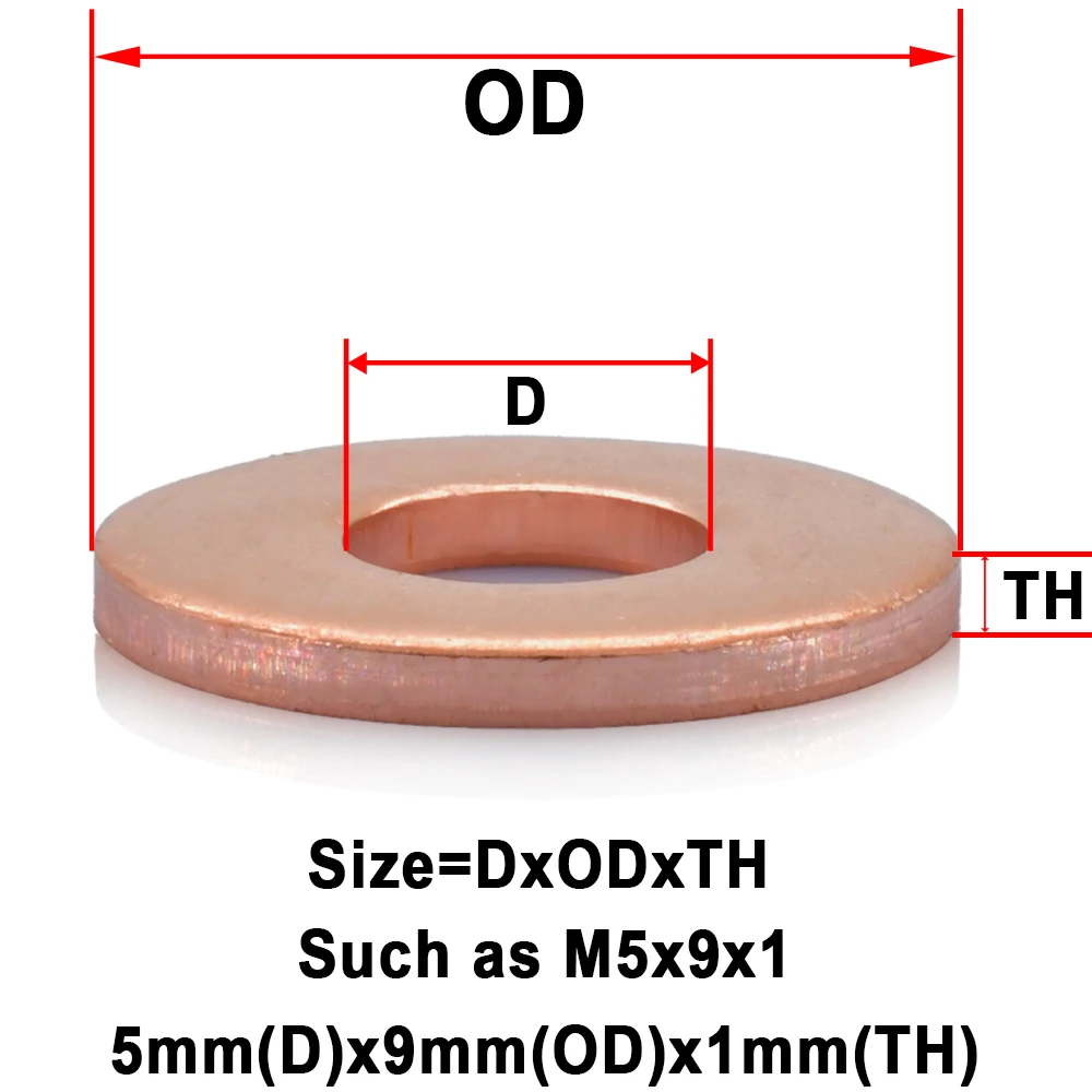 5-40Pcs Solid Pure Copper Oil Plugs Washer M5 M6 M8 M10 M12 M14 M16 M18 M20 M22 O-ring Sealing Gasket Copper Oil Plugs Spacers