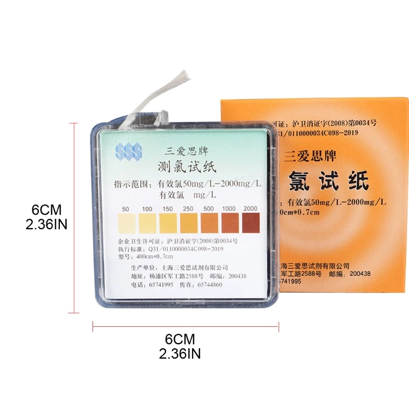 Gamma di rotoli di carta per Test di cloro 50-2000 ppm per carta per Test di forza disinfettante con tabella dei colori 4 per M ottieni altamente Drop Shipping
