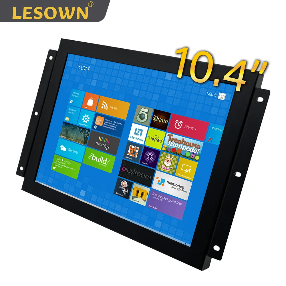 

LESOWN Встроенный дисплей с открытой рамкой 10,4 дюйма 1024x768 Сенсорный экран Промышленный монитор с креплением на панели ЖК-дисплей 4:3 600 кд/м2 60 Гц с VGA