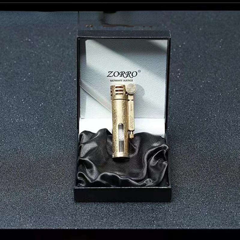 NEW Zorro Retro Petroleum Lighter Transparent Oil Tank Metal Brass Trenches Kerosene Gasoline Oil Cigarette Lighters Men Gift