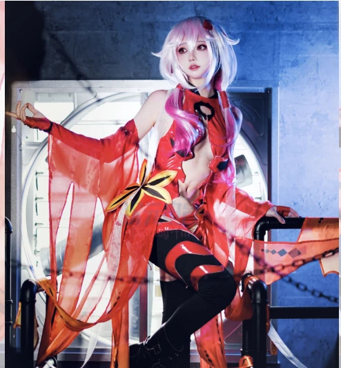 Guilty Crown Egoist Yuzuriha Inori Anime Cosplay Costume Goldfish Red Fighting Uniform Halloween Uniform Fish Suit Sexy Dress