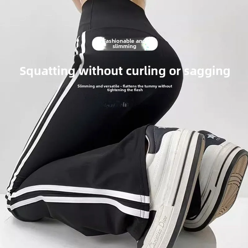 Damskie spodnie do jogi z wysokim stanem, wiosenno-jesienne, cienkie, dopasowane, bazowe spodnie, luźne legginsy, długie spodnie, inne materiały