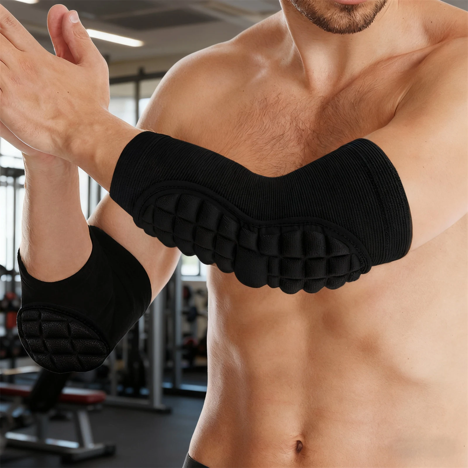 

2pcs Elbow Joint Protector Sports Training Pressure Wristband Outdoor Skiing Cycling Thickened Knee Pad Sports Equipments