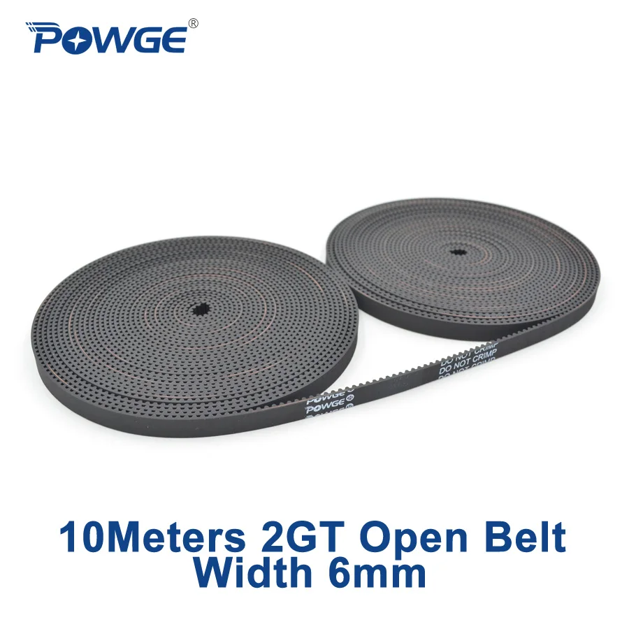 POWGE 2MGT 2M 2GT GT2 open synchronous Timing belt 2M-6 2GT-6 width 6mm Rubber Small backlash Linear Motion 3D Printer 10Meters