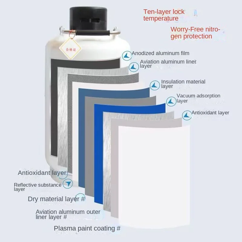 50Mm Caliber 10L Liquid Nitrogen Container Cryogenic Tank Dewar Liquid Nitrogen Container with Liquid Nitrogen Tank