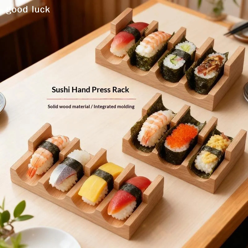 AnswerU-shaped Walnut Sushi Rack Japanese Style Thickened Sushi Stand Smooth Texture Sushi Boat Food Display Rack Food Display