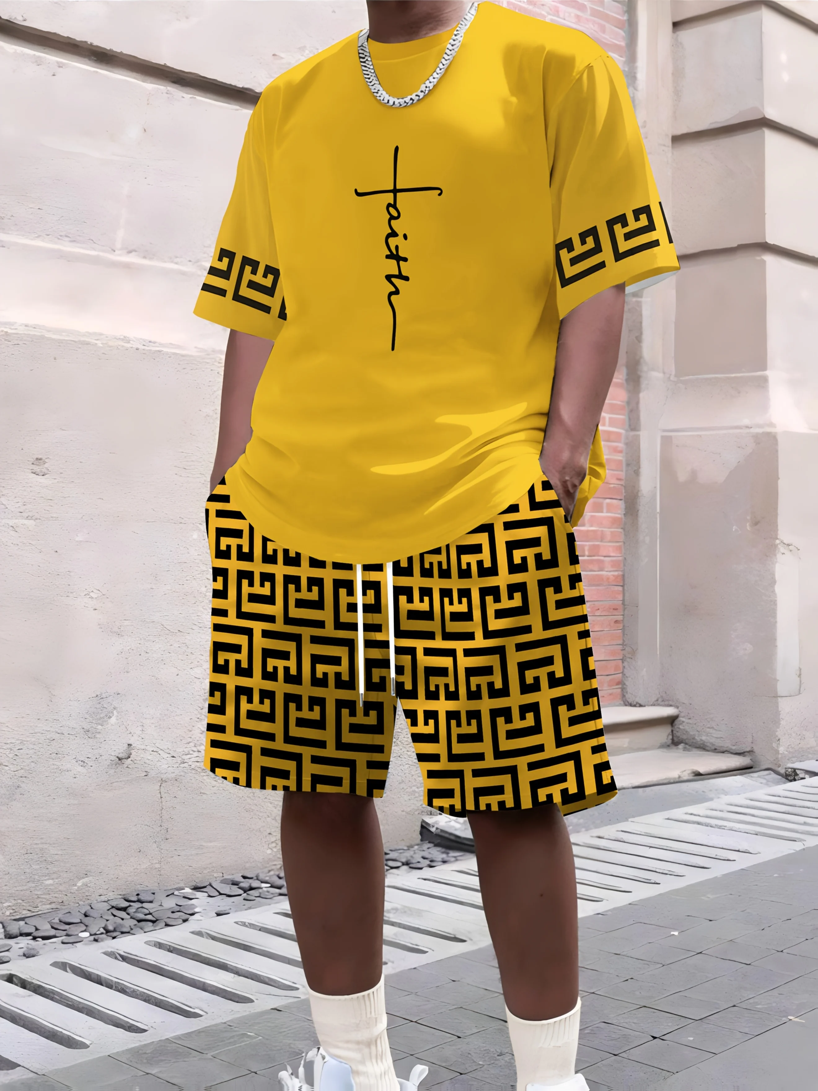 

Летний хит продаж, мужские шорты из полиэстера с 3D принтом и короткими рукавами, модный повседневный дышащий комплект, повседневная одежда