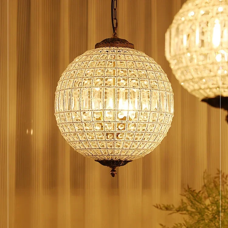 retro globe crystal chandelier creative ball lamp living room bedroom villa restaurant hotel engineering chandelier