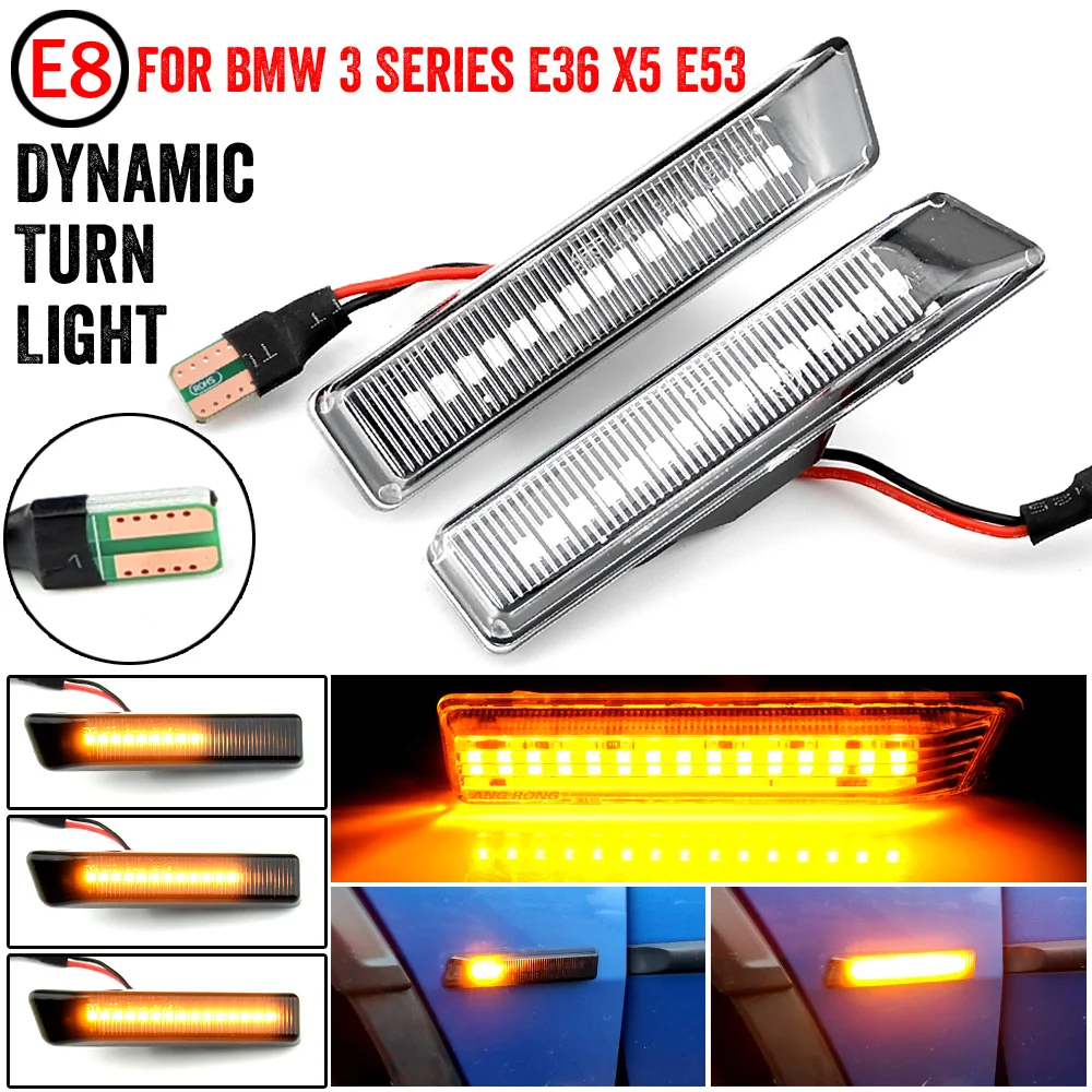 

2x Dynamic Led Turn Signal Lights Side Marker Lights Flowing LED Side Repeater Lamps For BMW E36 For BMW X5 E53 For bmw 3 series