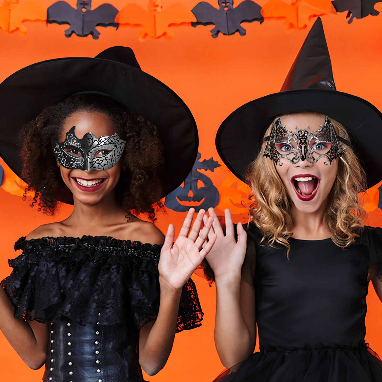 

2 pcs Masquerade Mask Cosplay Party Halloween Photography Prop Costume Decor For Women Carnival Mask Party Supply