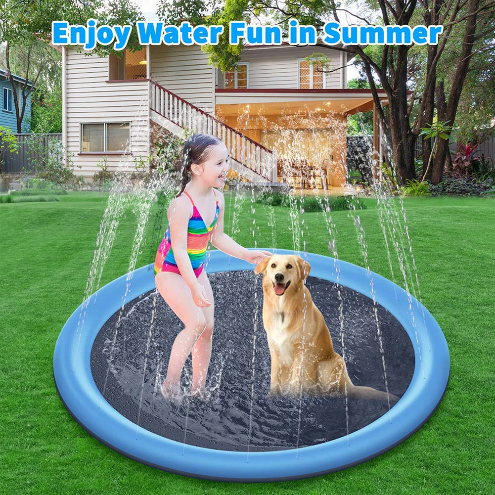 100/150/170cm Summer Pet Sprinkler Pad Cooling Mat Swimming Pool Inflatable Water Spray Pad Summer Cool Dog Bathtub for Dogs