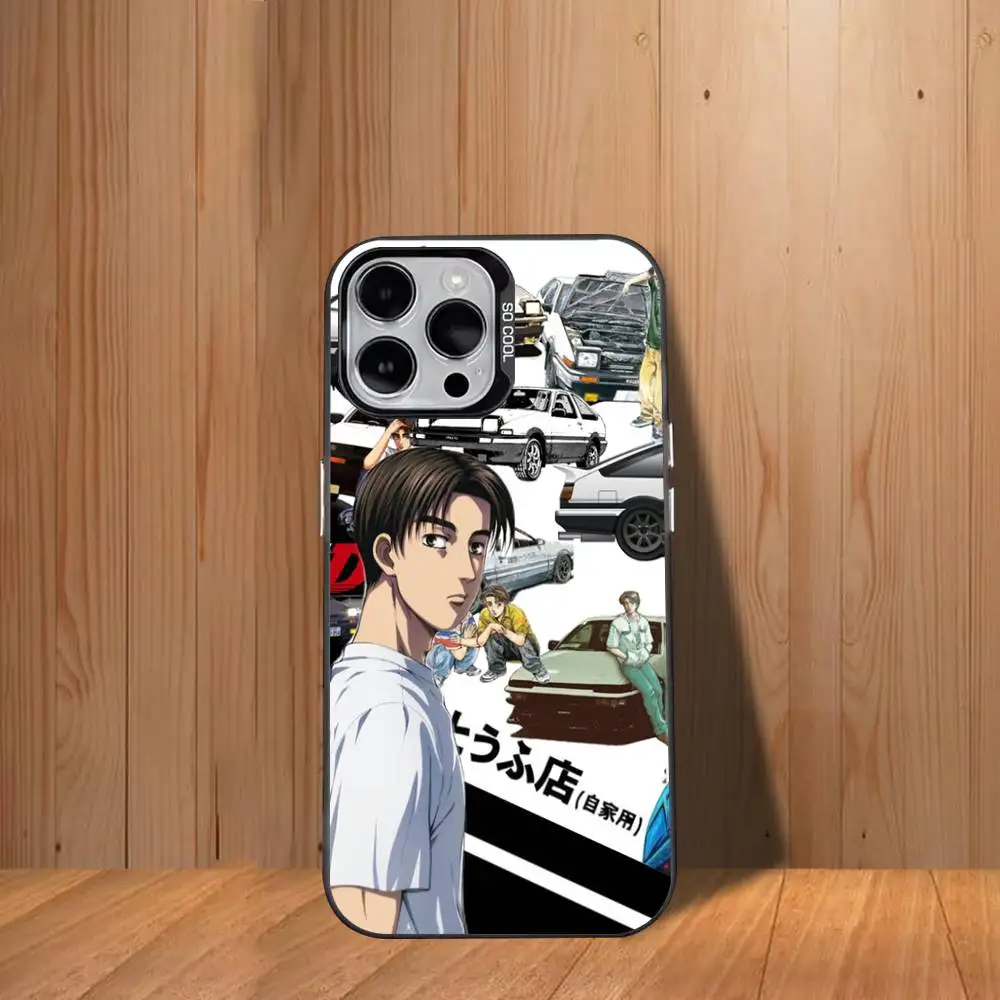 حافظة هاتف I-Initials D Anime لهاتف iPhone 17,16,15,14,13,12,11,Mini,Pro,SE,MAX غطاء أبيض غير لامع مقاوم للصدمات