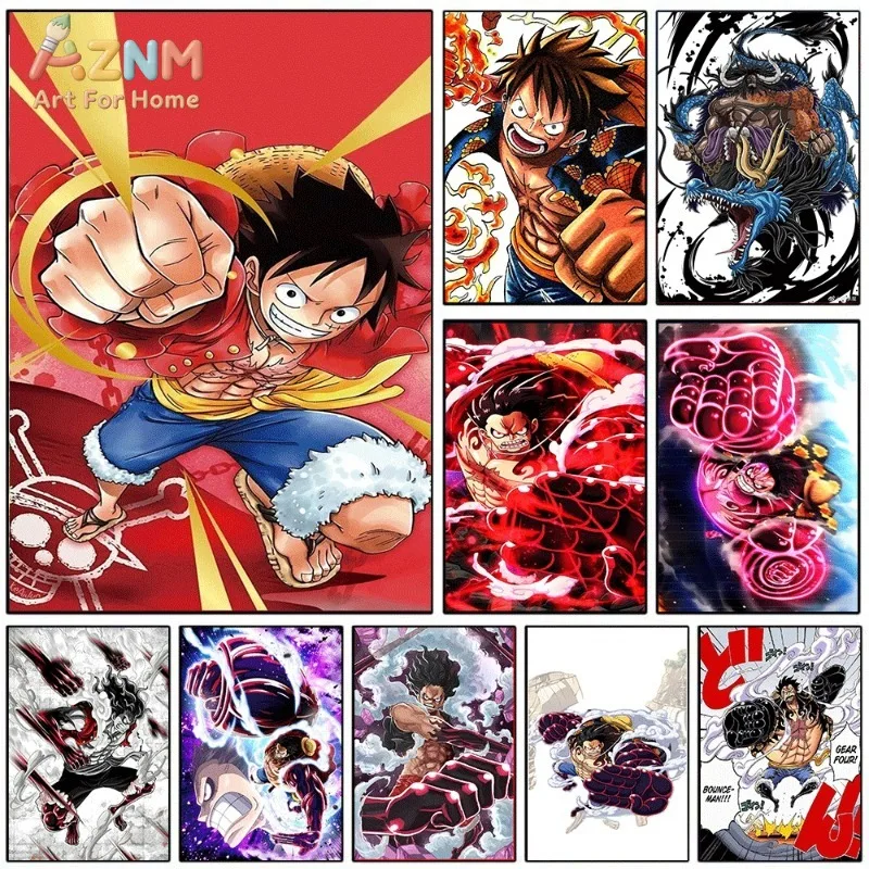One Piece Luffy Gear Fourth Anime Canvas Wall Art Unframed Single Canvas Print Poster For Bedroom Living Room Home Wall Decor A