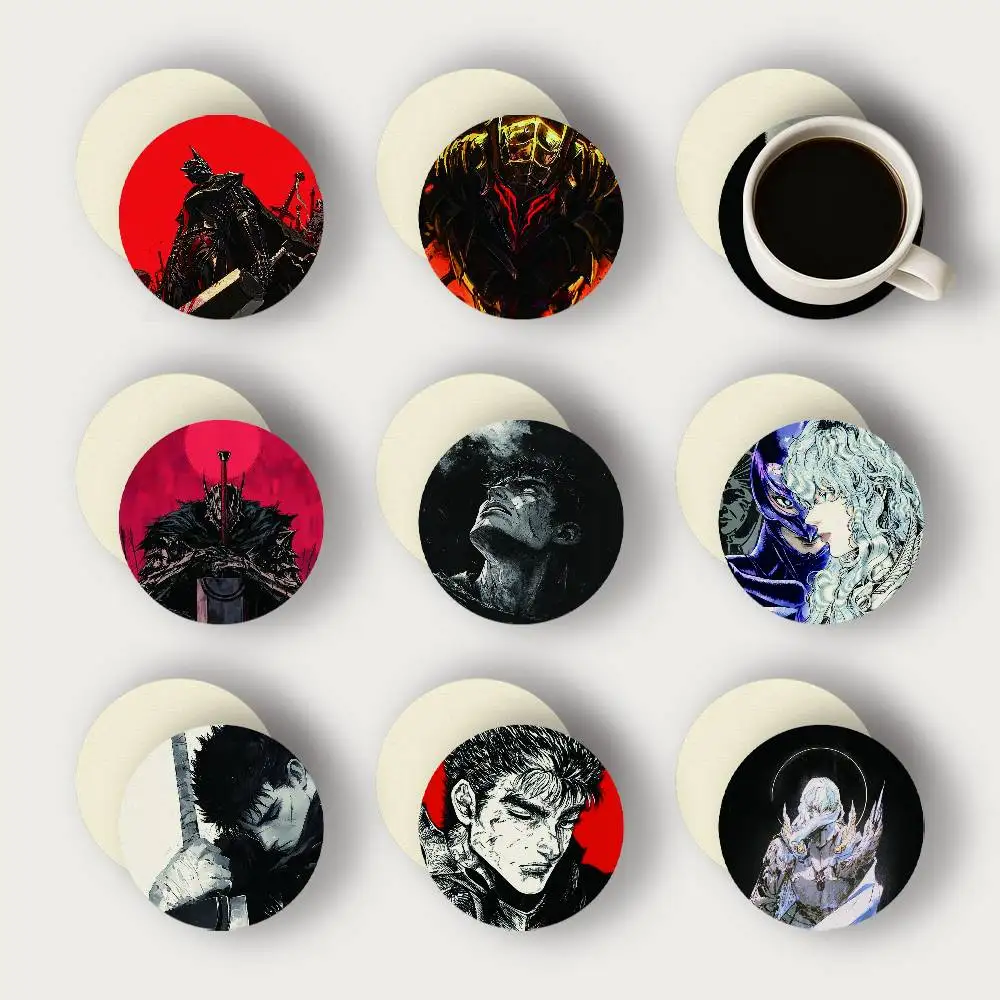 Sous-verres en bois 2D Anime B-Berserk, résistants à la chaleur, antidérapants, pour la maison, le bureau, le bar, le café, le restaurant, cadeau de fête, d'anniversaire, durable