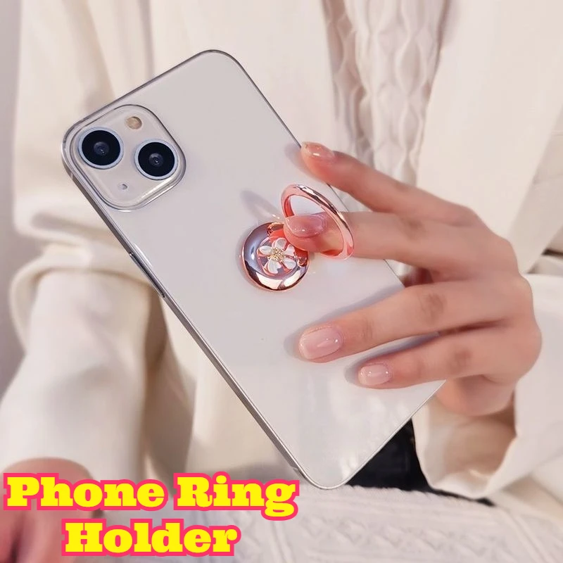 

Flower Diamond Metal Phone Ring Holder Rotatable Multifunctional Finger Loop Adhesive Back Sticker Universal Anti Slip Mobile