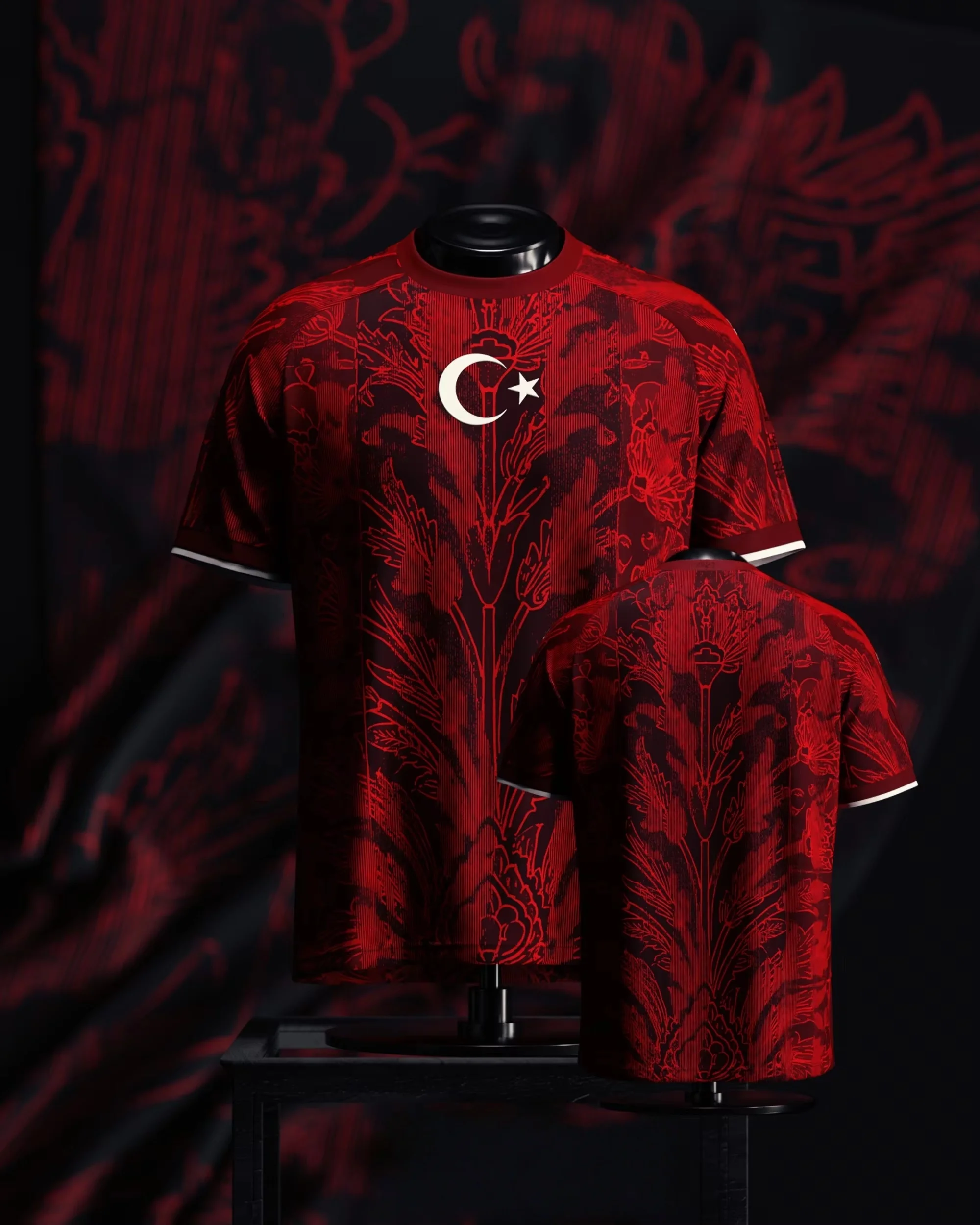 26 New Turkey AY-YILDIZLILAR Vintage Floral Themed Football Jersey Breathable Quick-Dry Soccer Fans Family Parent-child Tee
