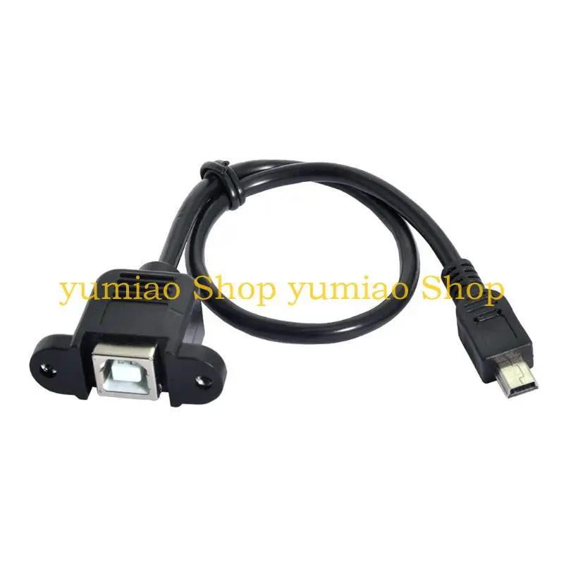 587B Mini USB 5-Pin Male to USB B Female Panel Mount Cable with Screws 30/50cm