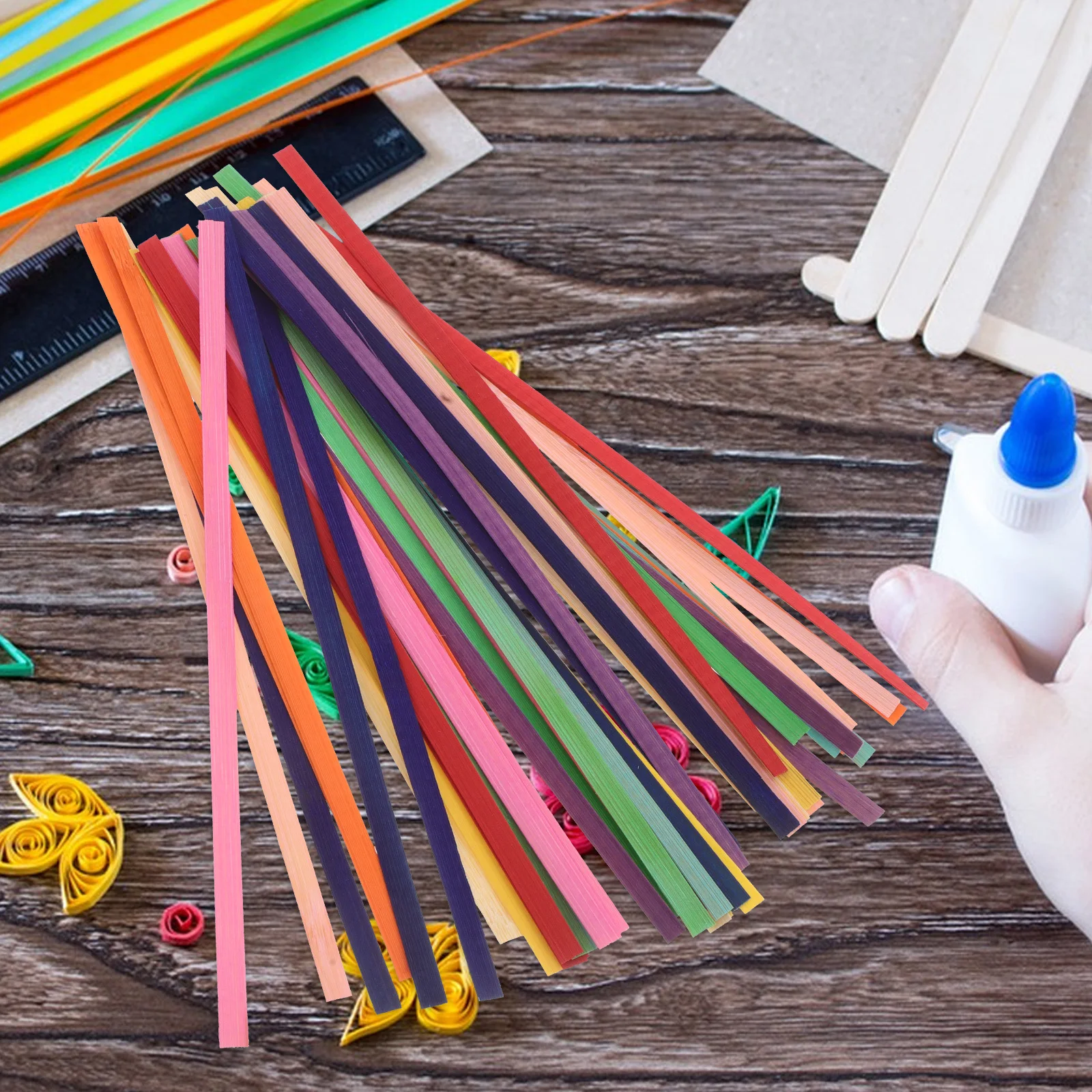 

150Pcs Flat Bamboo Strips Colored for DIY Basket Weaving Furniture Repair Craft Materials Flat Cane Webbing