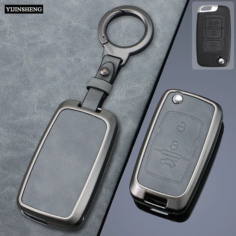 Zinc Alloy + PU Leather Car Key Case Cover Keychain For Geely Emgrand 7 EC7 EC715 EC718 Emgrand 7-RV EC7-RV EC715-RV EC718-RV