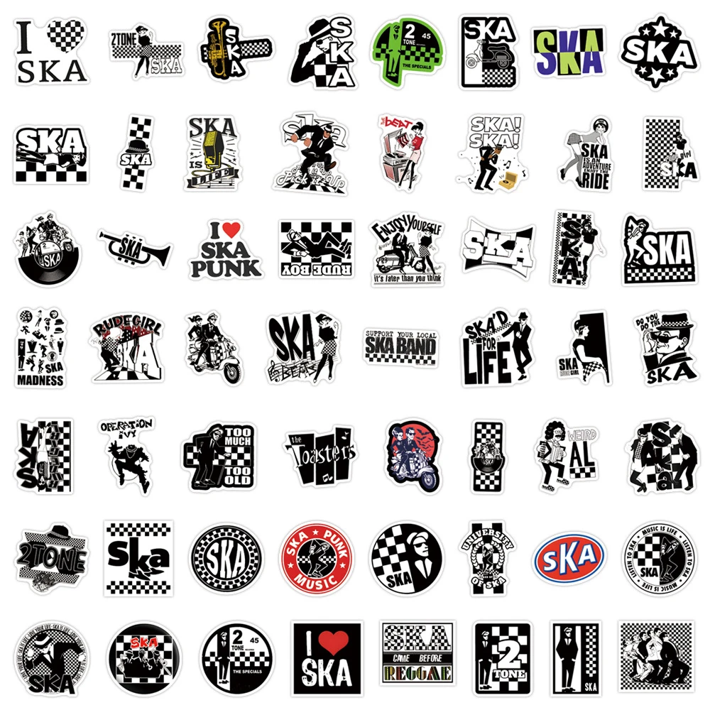 10/30/55PCS Ska Music Reggae Stickers Graffiti Decorative Guitar Refrigerator Luggage Laptop Motorcycle Bicycle Waterproof Decal