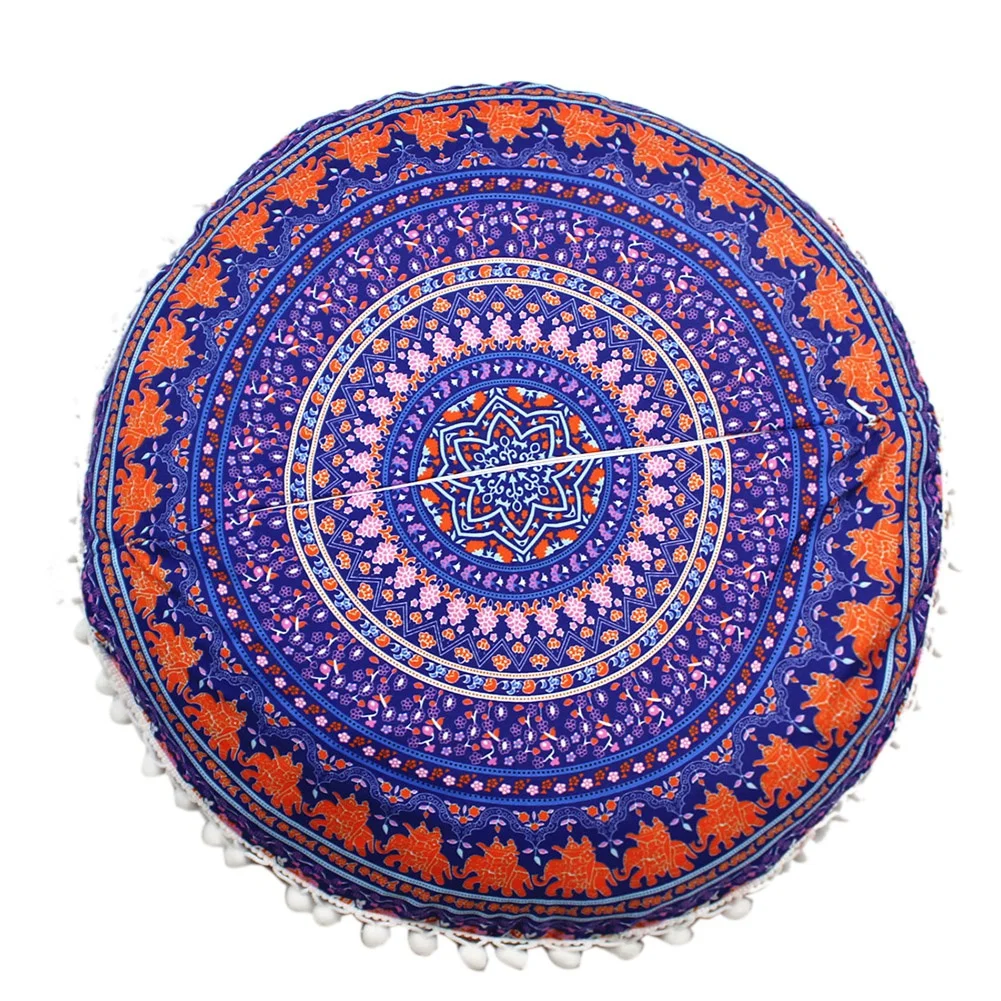 

Mandala Floral Round Pillow Cover 17 inch Double Sided Printed Pillow Cushion Cover For Hotel Home Sofa