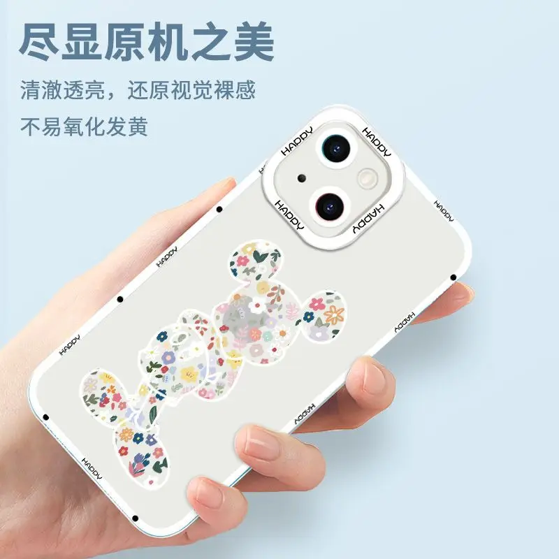 Disney Mickey Mouse Floral Funda de Silicone phone case For iPhone 14 13 12 mini 11 pro xs max X XR 7 PLUS Couple Gift cover