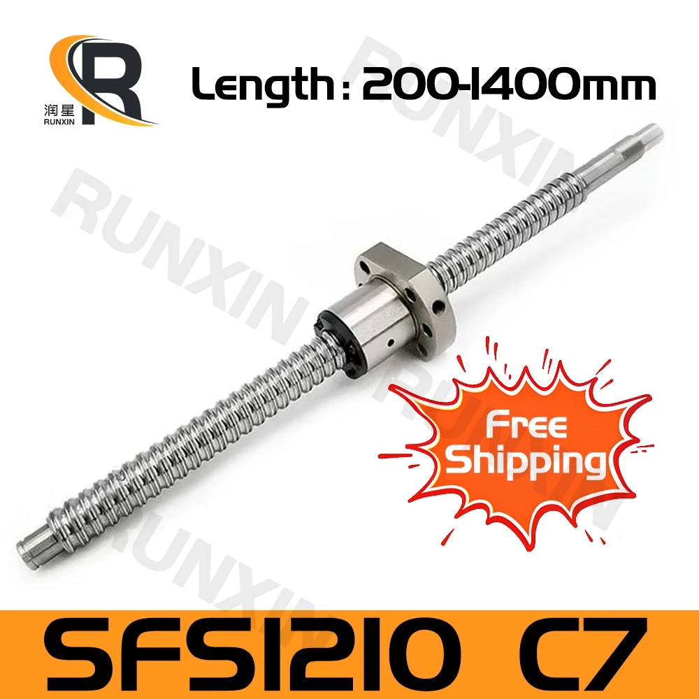 RXTNC Ballscrew machined C7 SFS1210 L200 500 800 1000 1400mm with flange roller single ball nut BK/BF end Machined for CNC part