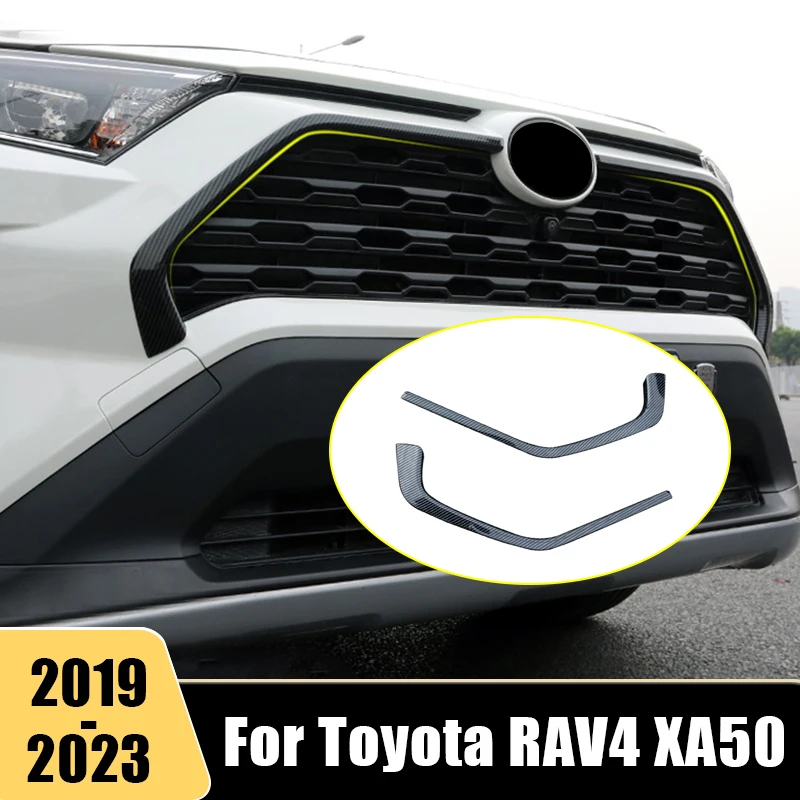 

For Toyota RAV4 XA50 2019 2020 2021 2022 2023 RAV 4 Chrome Car Front Bumper Grill Decoration Sticker Cover Exterior Accessories