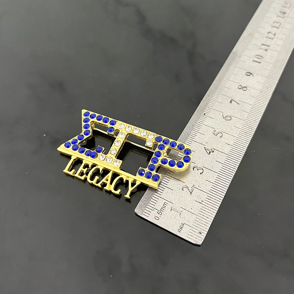 Custom Sorority Letter Sigma Gamma Rho Legacy Blue White Rhinestone Pearl Dress Decoration Buckle Badge Jewelry