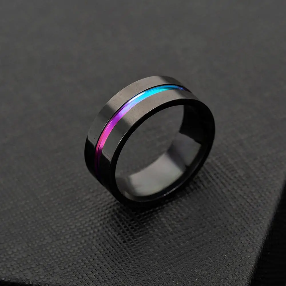 1~4PCS Black Gem Unique Design Modern Men's Fashion Accessory Stainless Steel Ring Fashion Accessories Must-have Black Metal