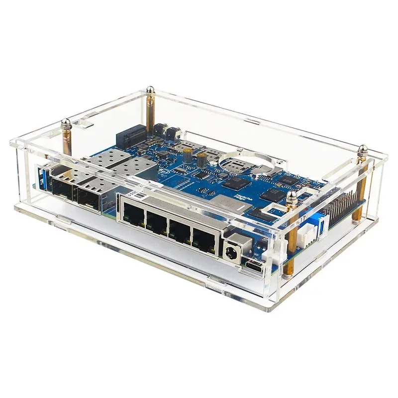 Banana Pi BPI-R4 Acrylic Case Transparent Shell Clear Enclosure Optional Cooling Fan for Banana Pi R4