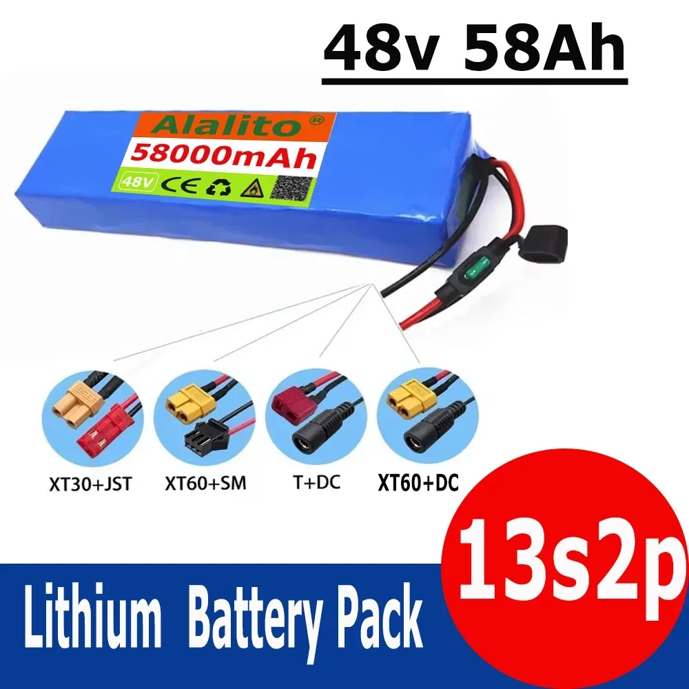 

New Battery 48v 58Ah 18650 Lithium Ion Battery Pack 13S2P Bike Conversion Kit Bafang 1000w and 54.6V 2A Charger