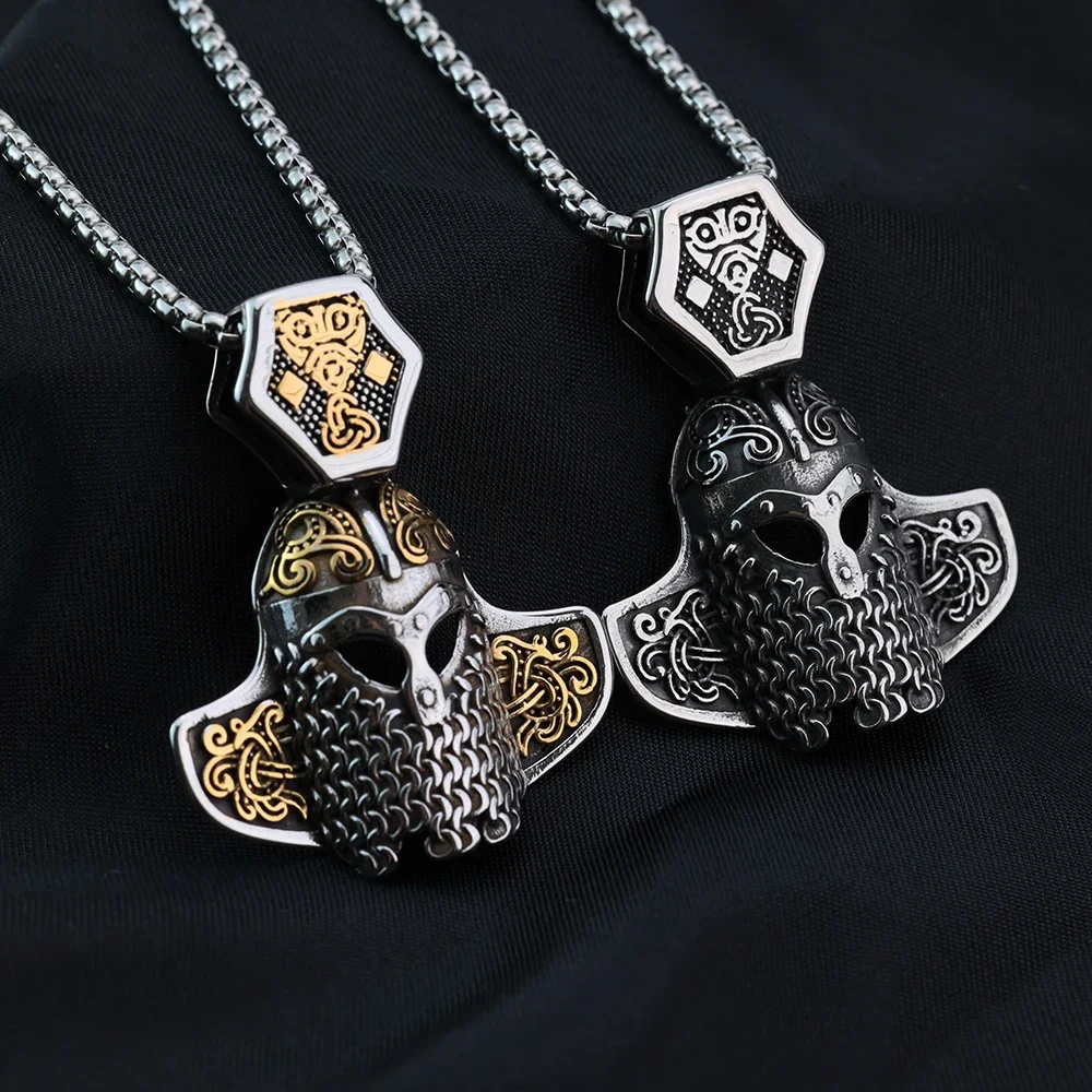 

Men's Nordic Viking Mask Owl Necklace Stainless Steel Men's Jewelry Clothing With Fashion Accessories