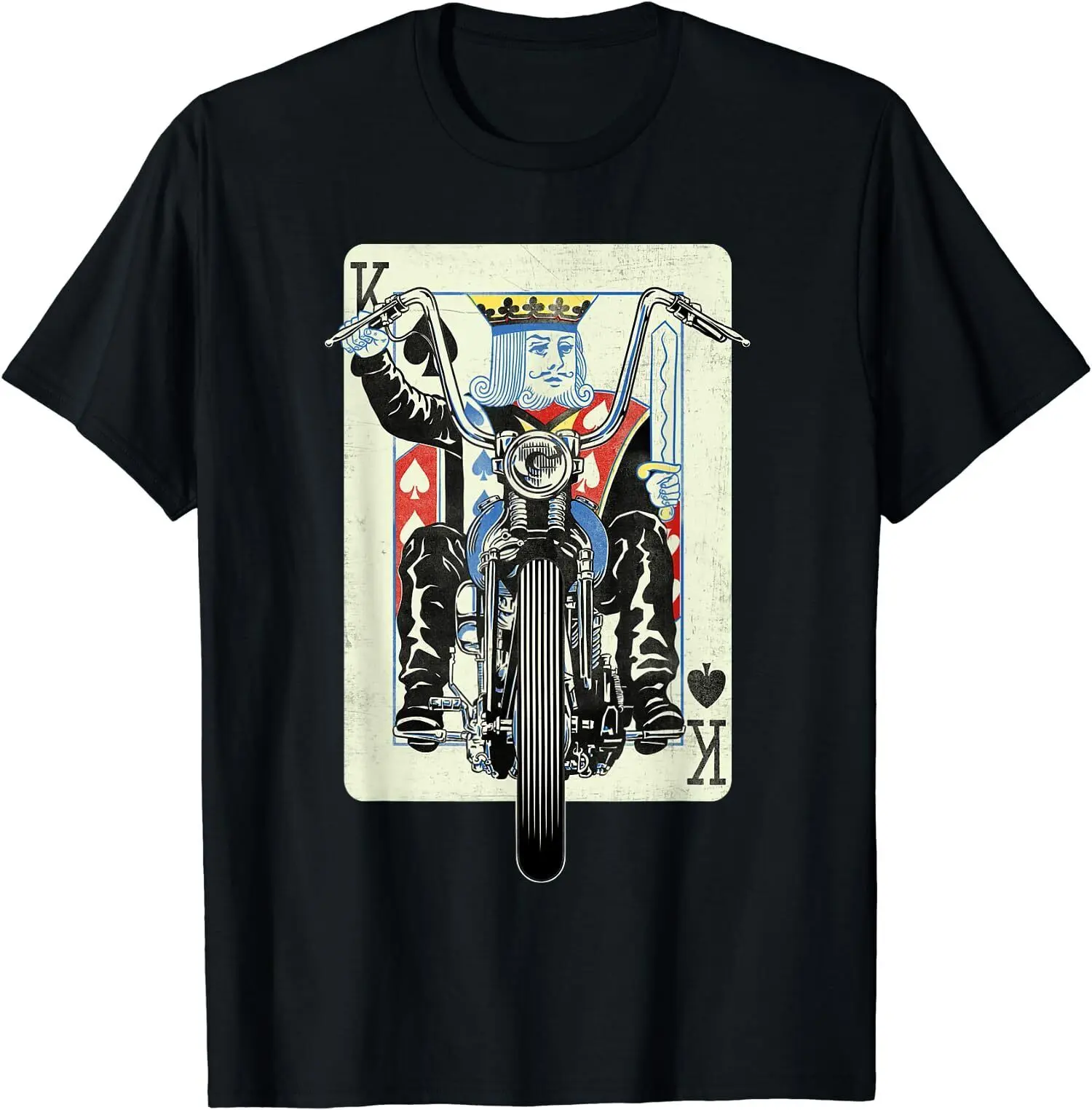 NEW LIMITED King Card Motorcycle Poker Black Jack Gambling Biker Vintage T Shirt long or short sleeves