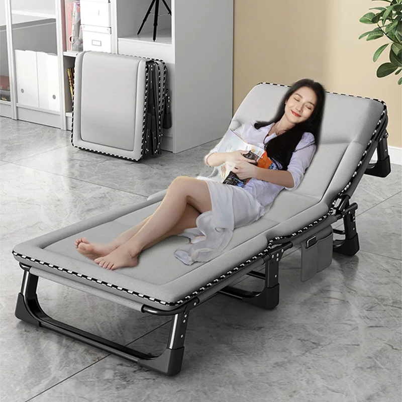 Portable Folding Bed Single Adult Guest Office Nap Hospital Cot Lightweight Foldable Camping Sleeping Chair Fold Bed Modern