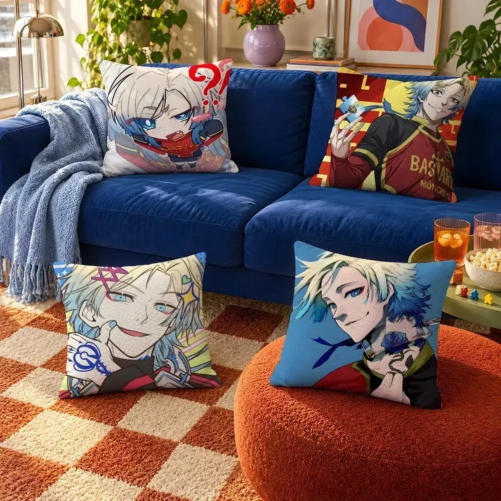 Anime Blue Lock BLLK Michael Kaiser Cushion Cover Throw Pillow Soft Short Plush Cozy Colorfast For Sofa Bedroom Home Decor