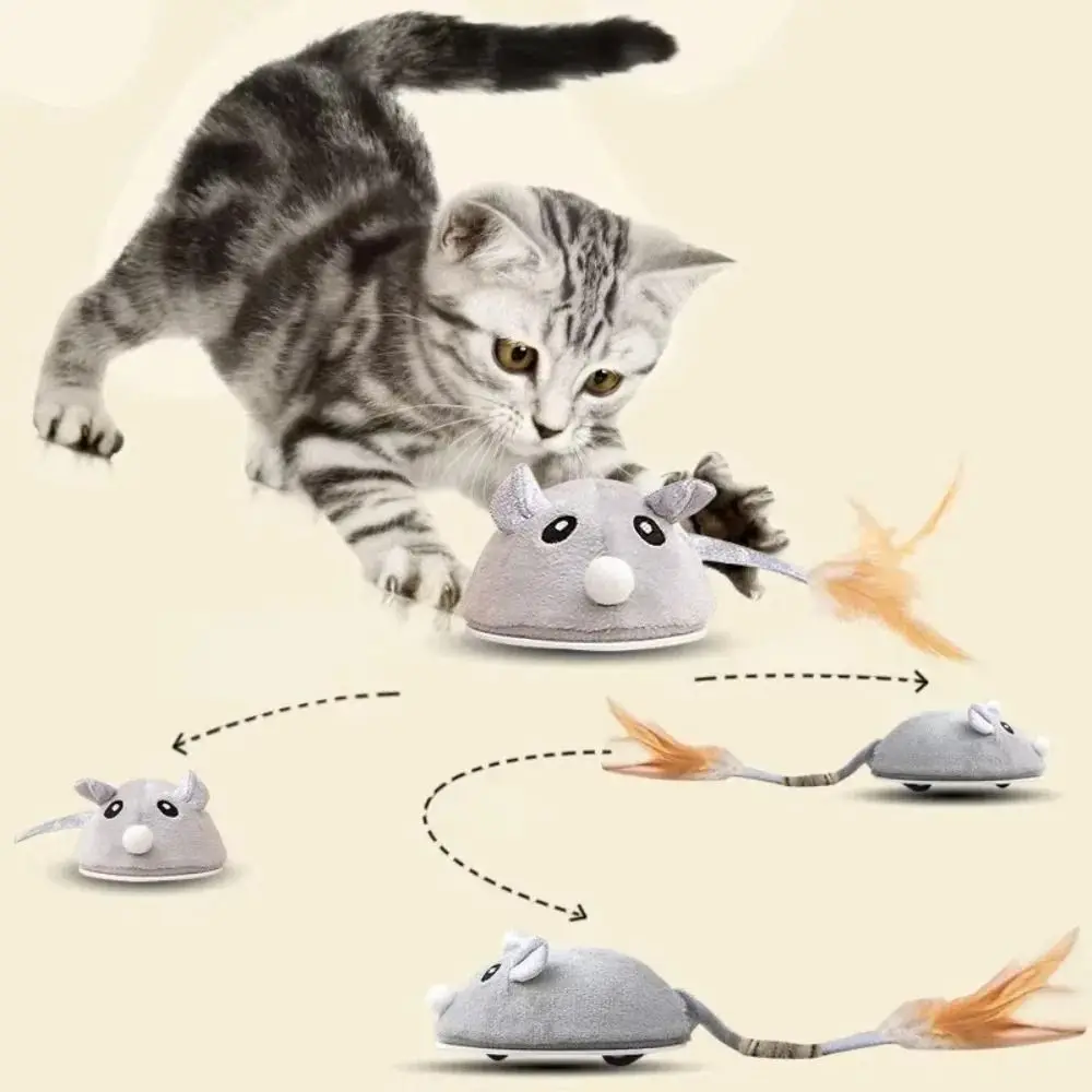 

Interactive Mouse Moving Cat Toy Automatic Sensing Squeaky Electronic Mice Pet Toy Realistic USB Rechargable