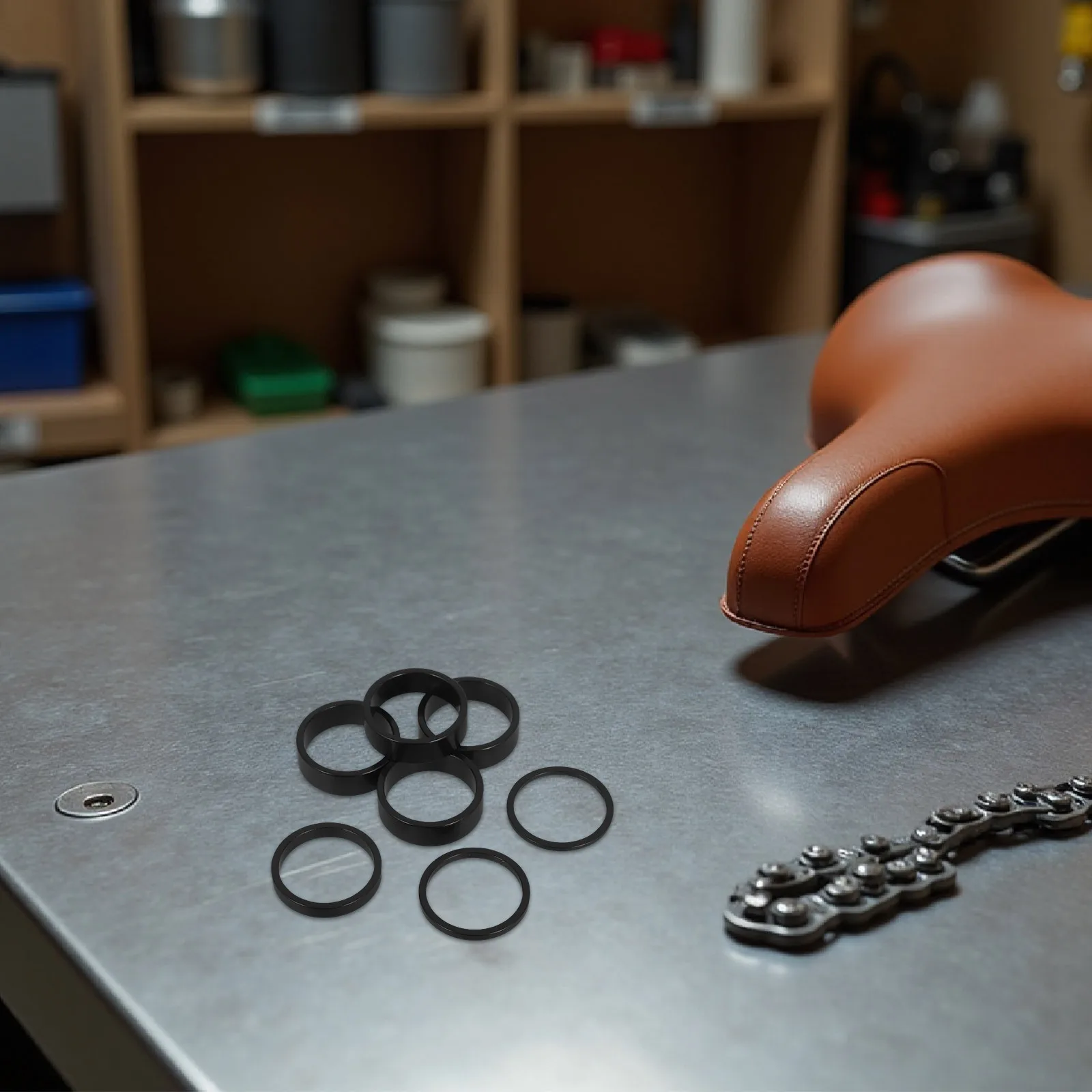 7Pcs Mountain Bike Stem Spacer Kit Aluminum Alloy 286Mm Diameter Fork Washer Stackable Handlebar Height Adjustable Cycling