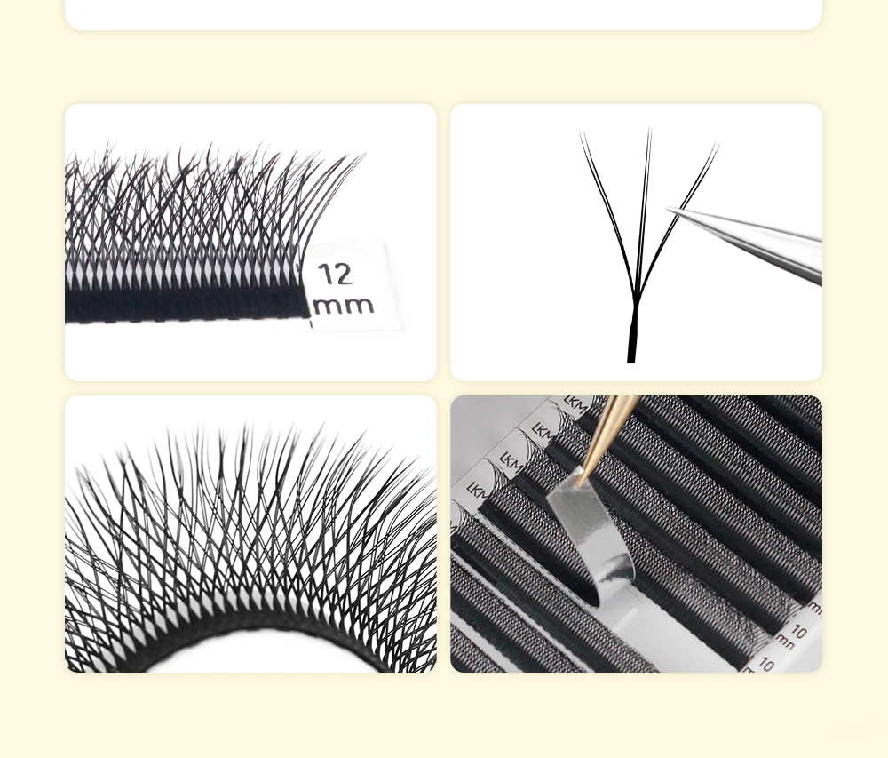 LUKATME Doppelte 3D W-Form Wimpernverlängerungen, vorgefertigte Fächer, W-6D Wimpernbüschel, C/D-Curl, weiche, volle, dichte Wimpern, 8-15 mm, für den Salon – Detail 3