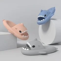 New Big Size 36-49 Shark Slippers Men Summer Beach Flip Flops Soft EVA Flats Women Sandals Anti-Slip Thick Sole Bathroom Slides