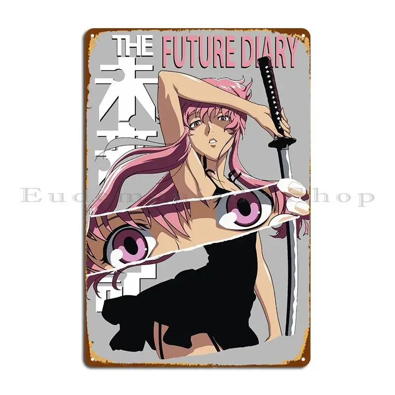 Дневник будущего Gasai Yuno, металлическая вывеска на заказ, настенная пещера для паба, настенная роспись, жестяная вывеска, плакат
